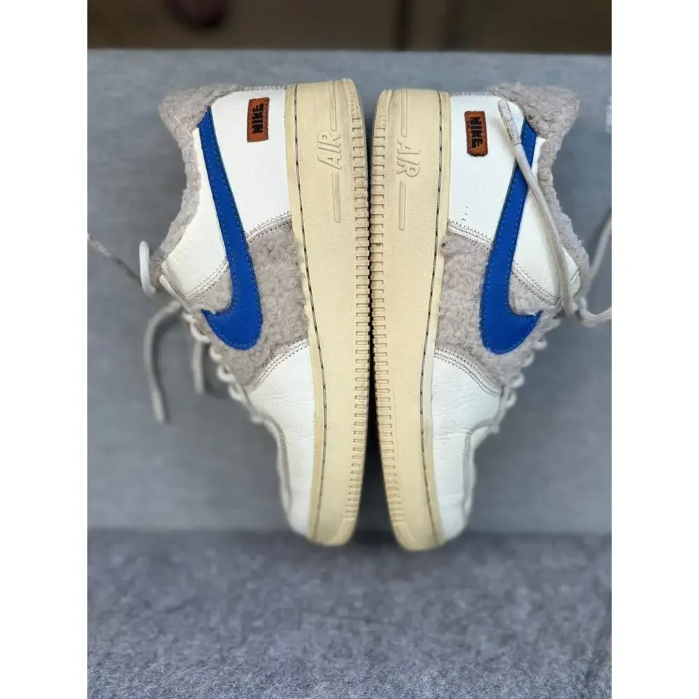 Nike Air Force 1 Shoes Womens 7.5 White 07 Sherpa Fleece Athletic Sneakers